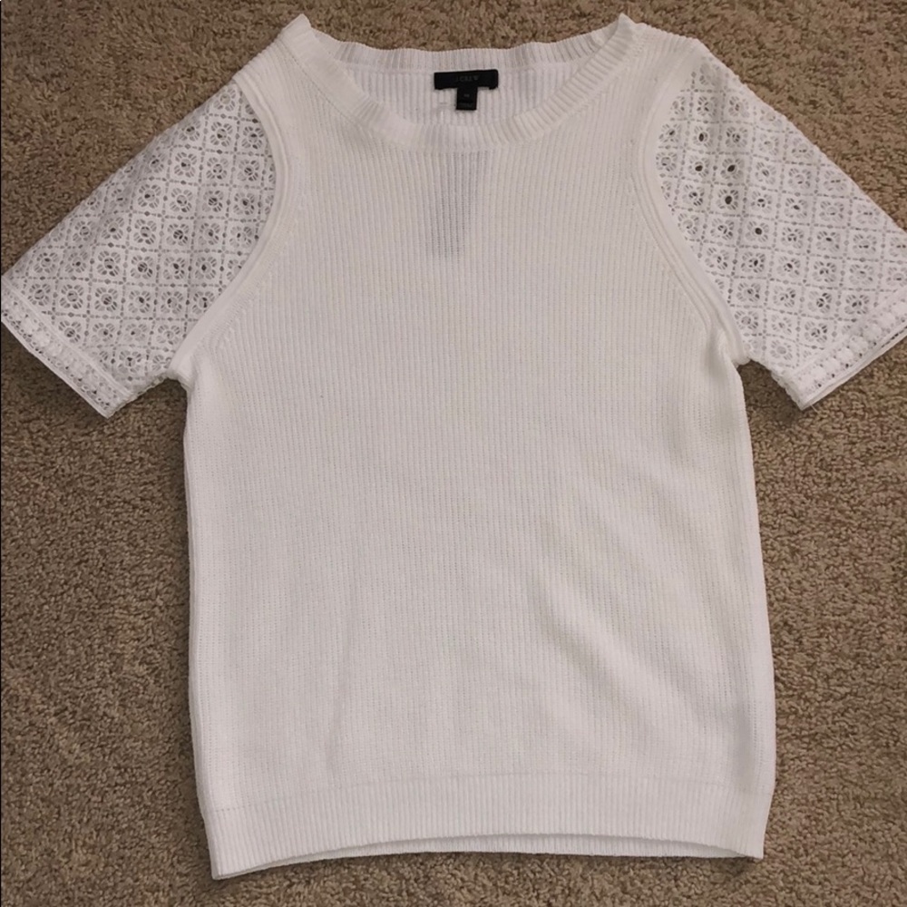 j crew eyelet sleeve sweater